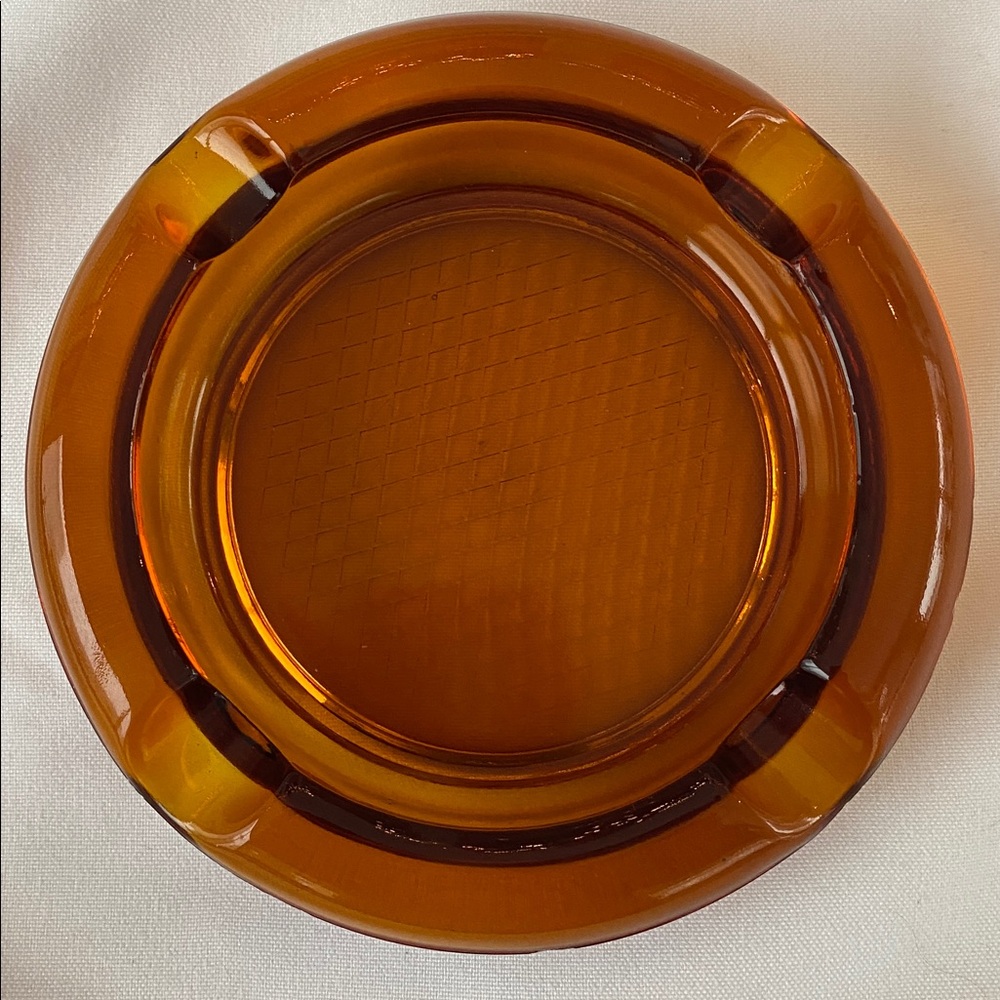 Viking Ashtray Amber Glass Ashtray 50’s-60’s Vintage